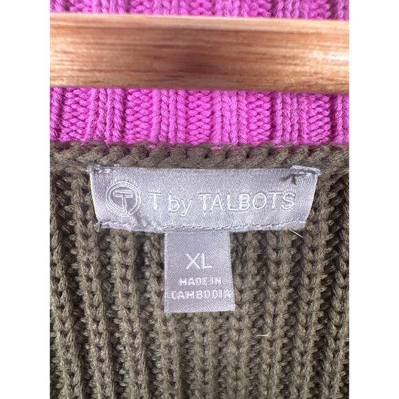 T By Talbots Color Block Cardigan Sweater Button Up Size XL Sold Out Online - Picture 8 of 9